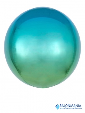 Ombre plavo zelena 3D kugla balon 