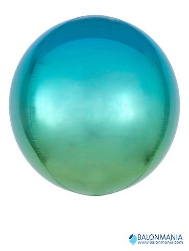 Ombre plavo zelena 3D kugla balon folijski
