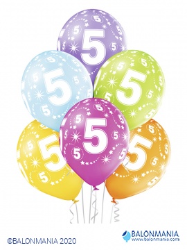 Baloni za 5 rođendan 30cm (6 kom)
