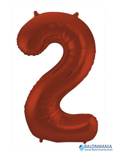 SuperShape Number 2 Red Foil Balloon L34 Packaged 50cm x 88c