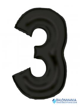 Balon 3 številka črn velik - svilen sijaj