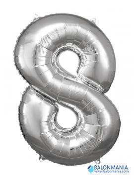 Balon 8 srebrni številka