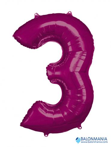 Balon 3 roza številka