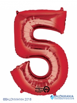 Rdeča 5 številka balon iz folije