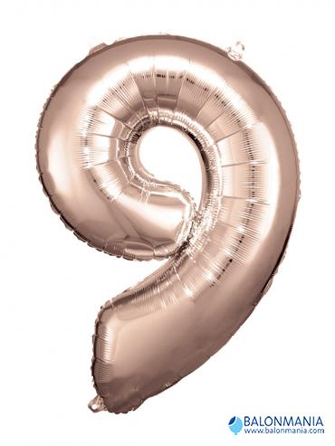 Balon 9 rose gold številka