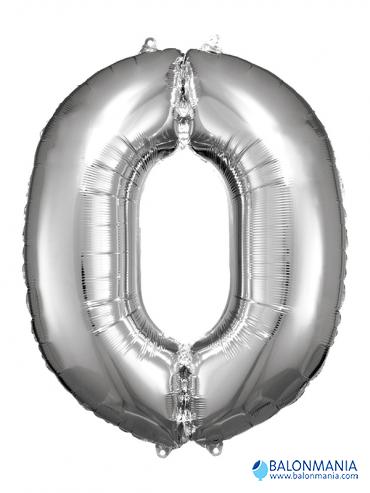 Balon 0 srebrni številka