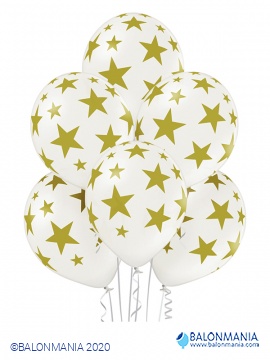 Zlate zvezde beli baloni 6 kom