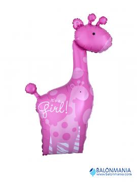 Balon Žirafa rojstvo roza