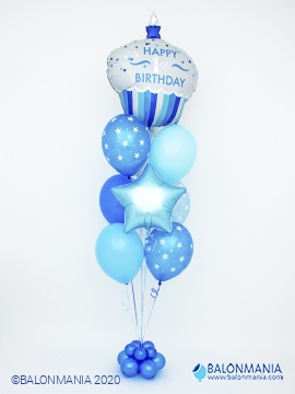 Šopek JUMBO iz balonov "Prvi rojstni dan - MODER"