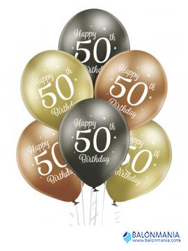 Balon 50 rojstni dan glossy, lateks (6 kom)