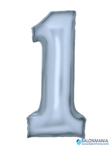 Balon 1 številka moder velik - svilen sijaj