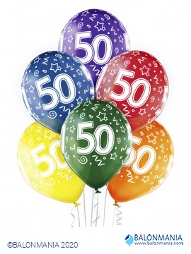 50. rojstni dan večbarvni baloni 6 kom