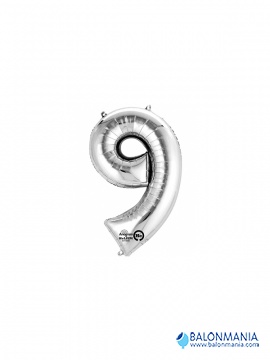 Balon 9 srebrni mini