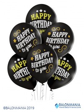 Happy birthday črni baloni 6 kom