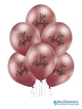 Balon Vse najboljše rose gold lateks, glossy (6 kom)