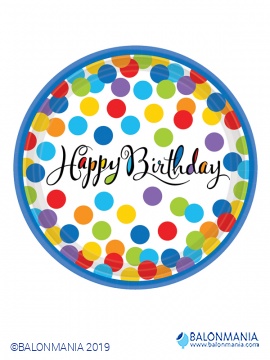 Papirnati krožniki Dots Happy Birthday 18/1