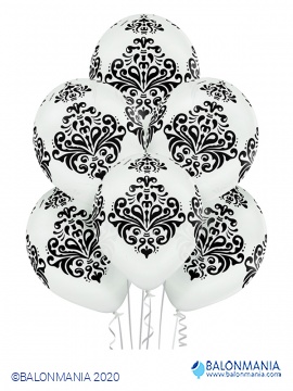 Balon Damask motiv, lateks (6 kom)