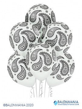 Balon Paisley motiv, lateks (6 kom)