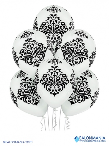 Balon Damask motiv, lateks (6 kom)