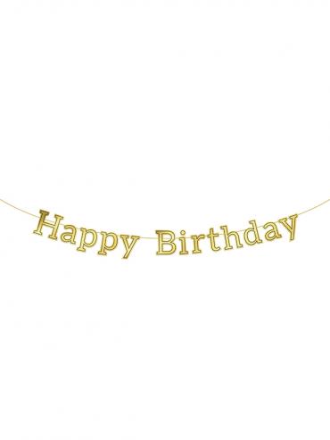 Viseč napis Happy Birthday črni glossy