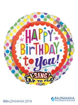 Pojoči balon Happy birthday Dots
