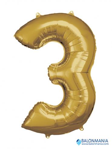 Balon 3 zlat številka