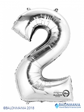 Balon 2 srebrni številka
