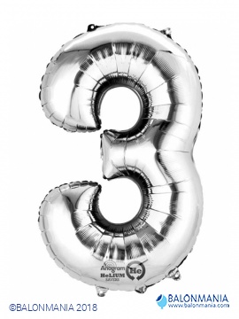 Balon 3 srebrni številka