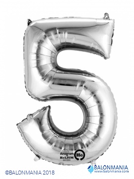 Srebrna 5 številka balon iz folije
