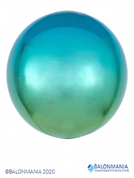 Balon iz folije - Ombre modro zelena krogla 3D 