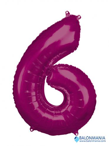 Balon 6 roza številka