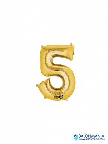 Balon 5 zlat številka mini